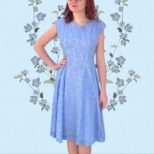 60s Formal Lace Dress Party Gown Vintage M L 30 Waist
